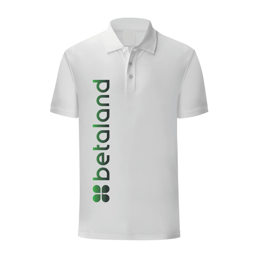 polo betaland bianca personalizzabile logo verticale