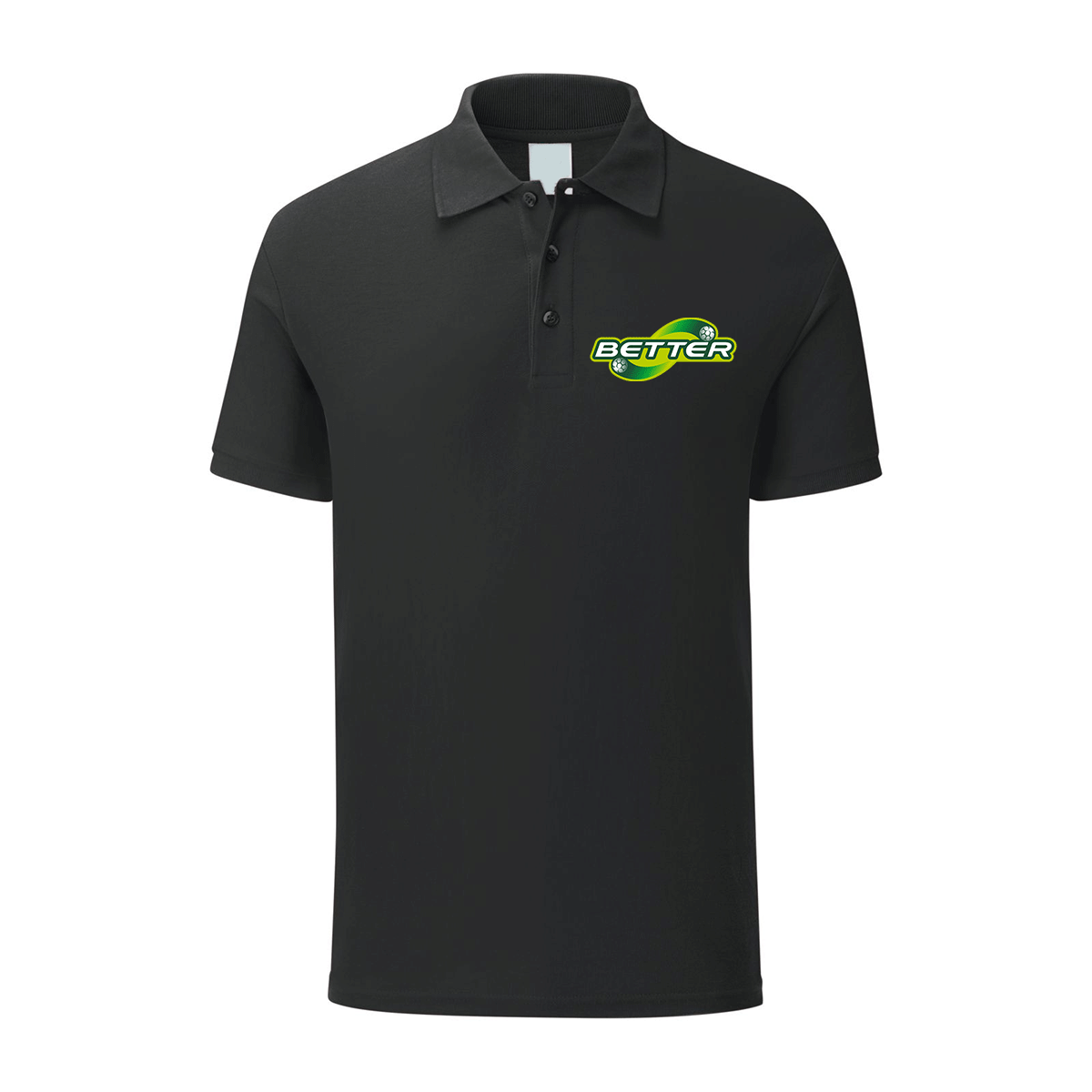 polo better nera personalizzabile logo lato cuore