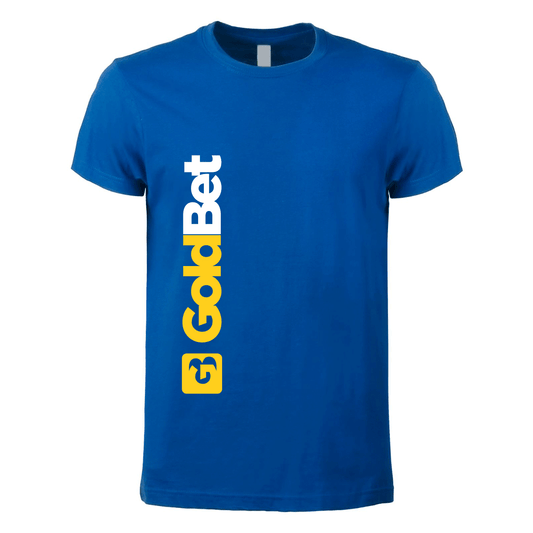 t-shirt maglietta goldbet blu royal personalizzabile logo verticale