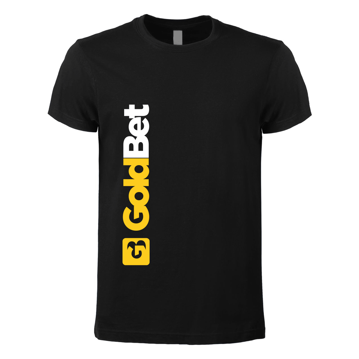 t-shirt maglietta goldbet nera personalizzabile logo verticale