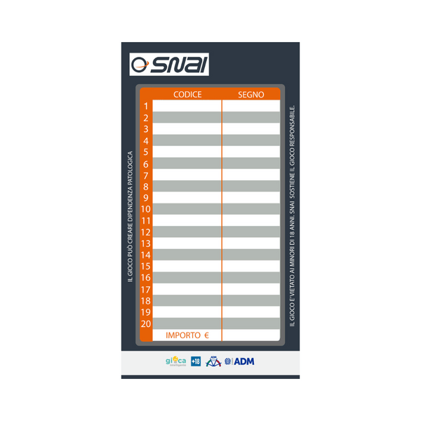 Fogli scommesse Snai