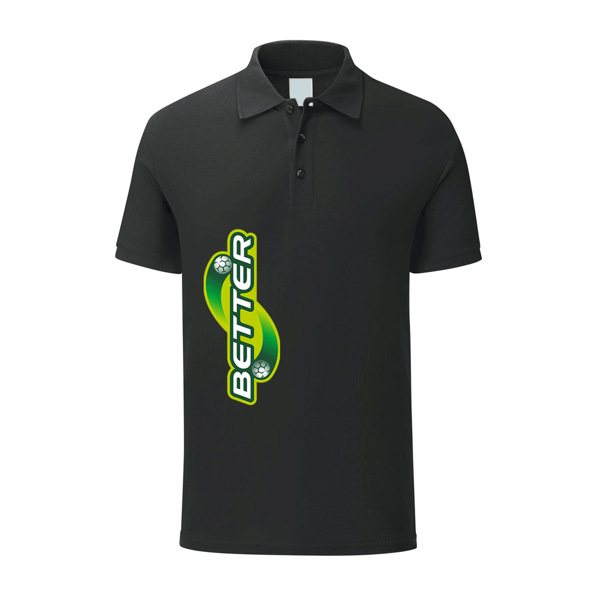 polo better nera personalizzabile logo verticale