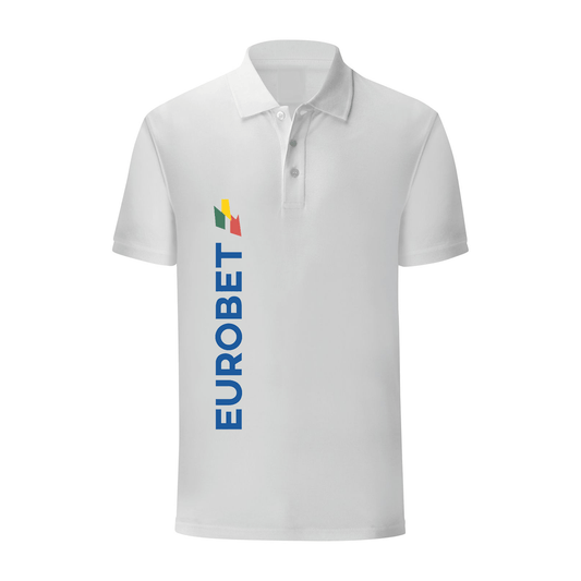 polo eurobet bianca personalizzabile logo verticale