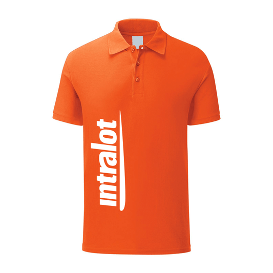 polo intralot arancione personalizzabile logo verticale