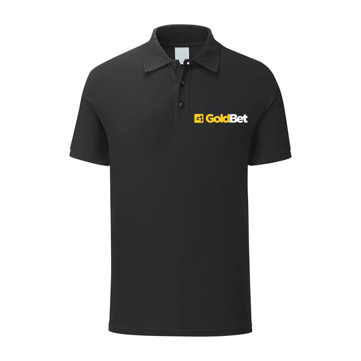 polo goldbet nera personalizzabile logo lato cuore