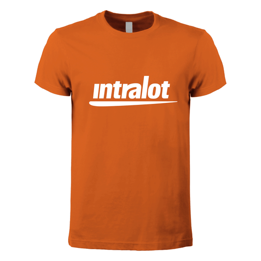 t-shirt maglietta intralot arancione personalizzabile logo centrale
