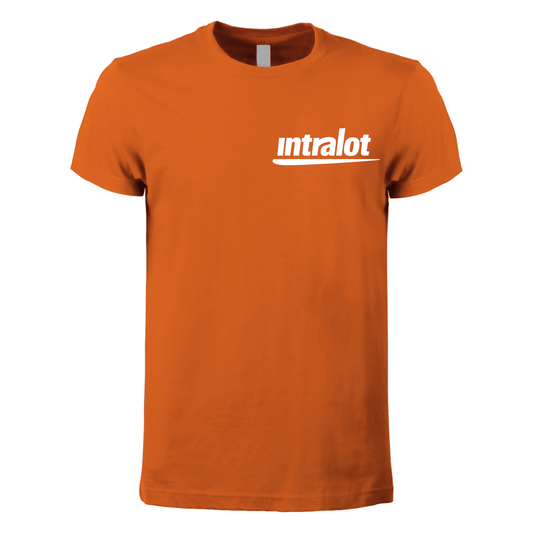 t-shirt maglietta intralot arancione personalizzabile logo lato cuore