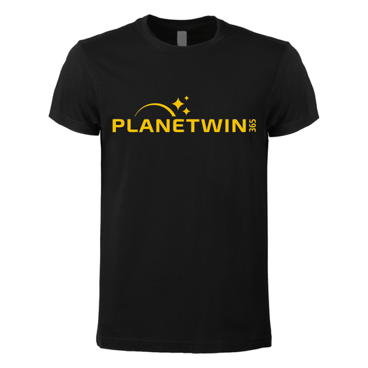 t-shirt maglietta planetwin 365 nera personalizzabile logo centrale