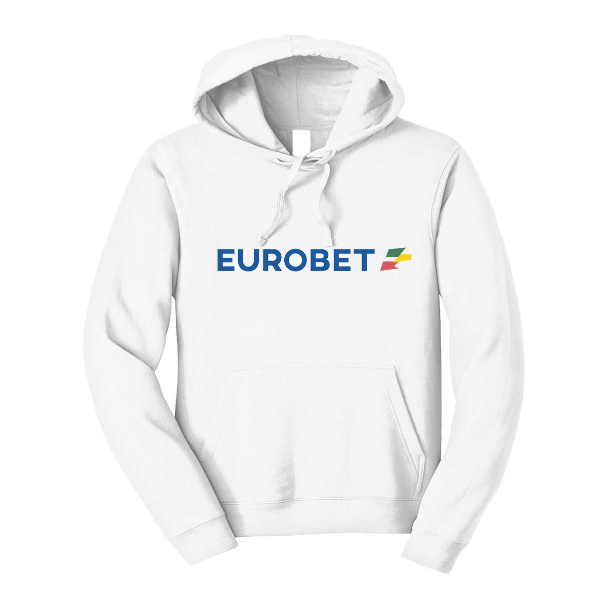 felpa con cappuccio eurobet personalizzabile bianca logo centrale