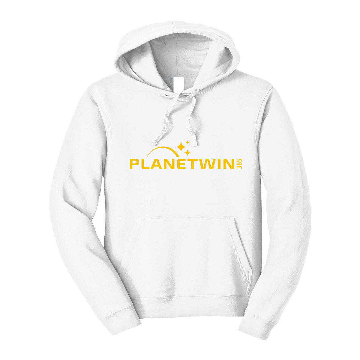 felpa con cappuccio planetwin 365 personalizzabile bianca logo centrale