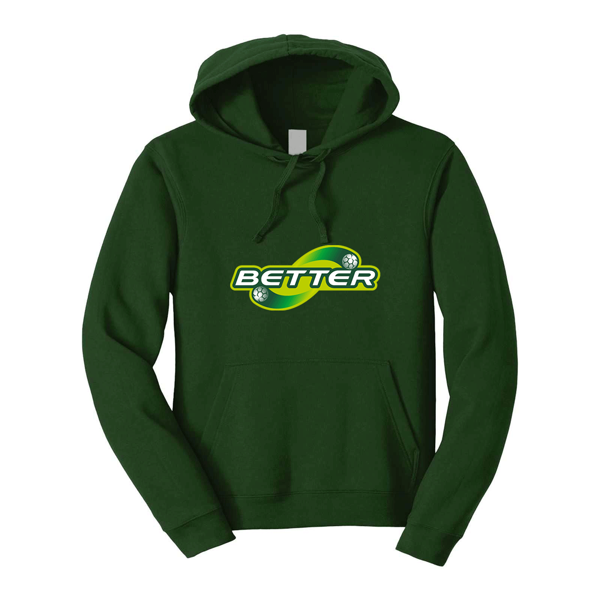 felpa con cappuccio better personalizzabile verde logo centrale