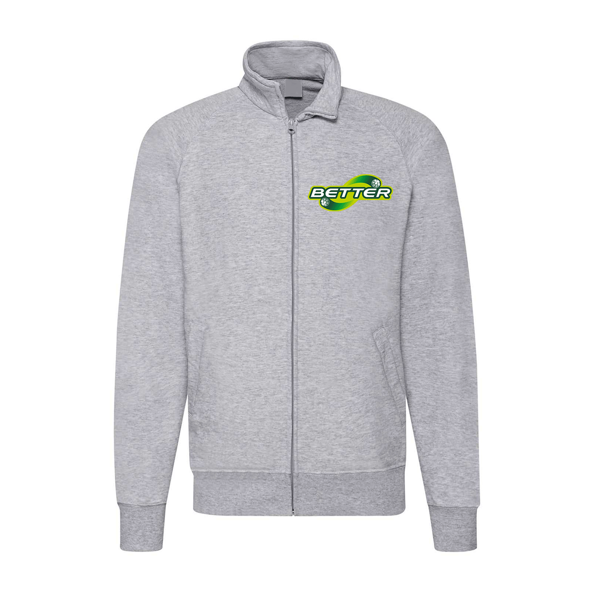 felpa zip senza cappuccio better grigia personalizzabile logo lato cuore