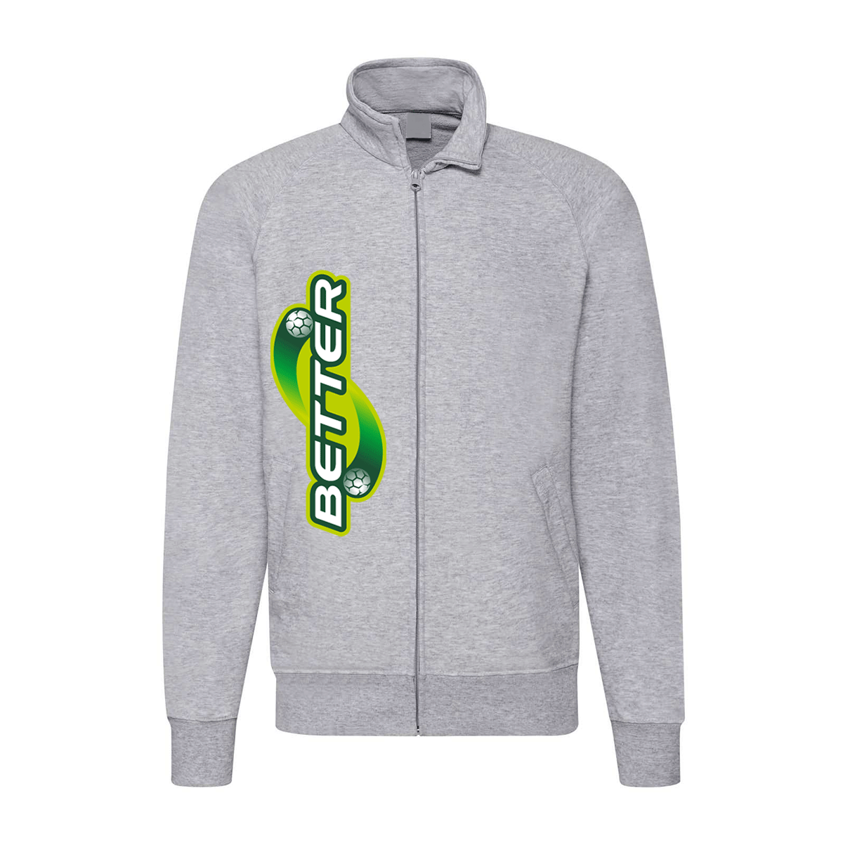 felpa zip senza cappuccio better grigia personalizzabile logo verticale