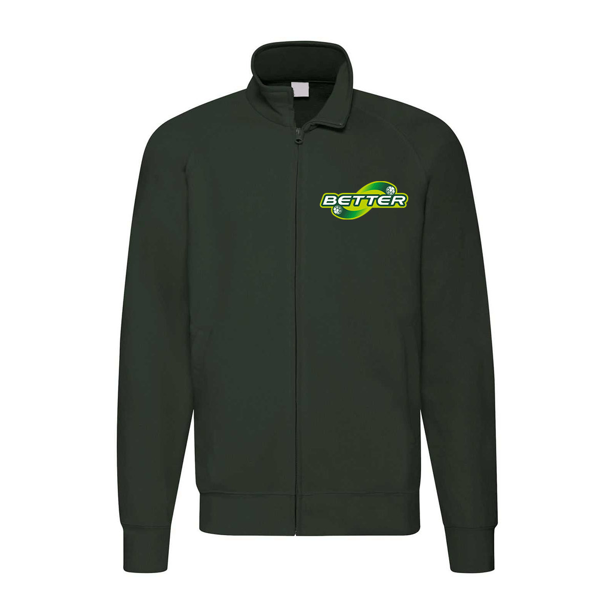 felpa zip senza cappuccio better verde personalizzabile logo lato cuore