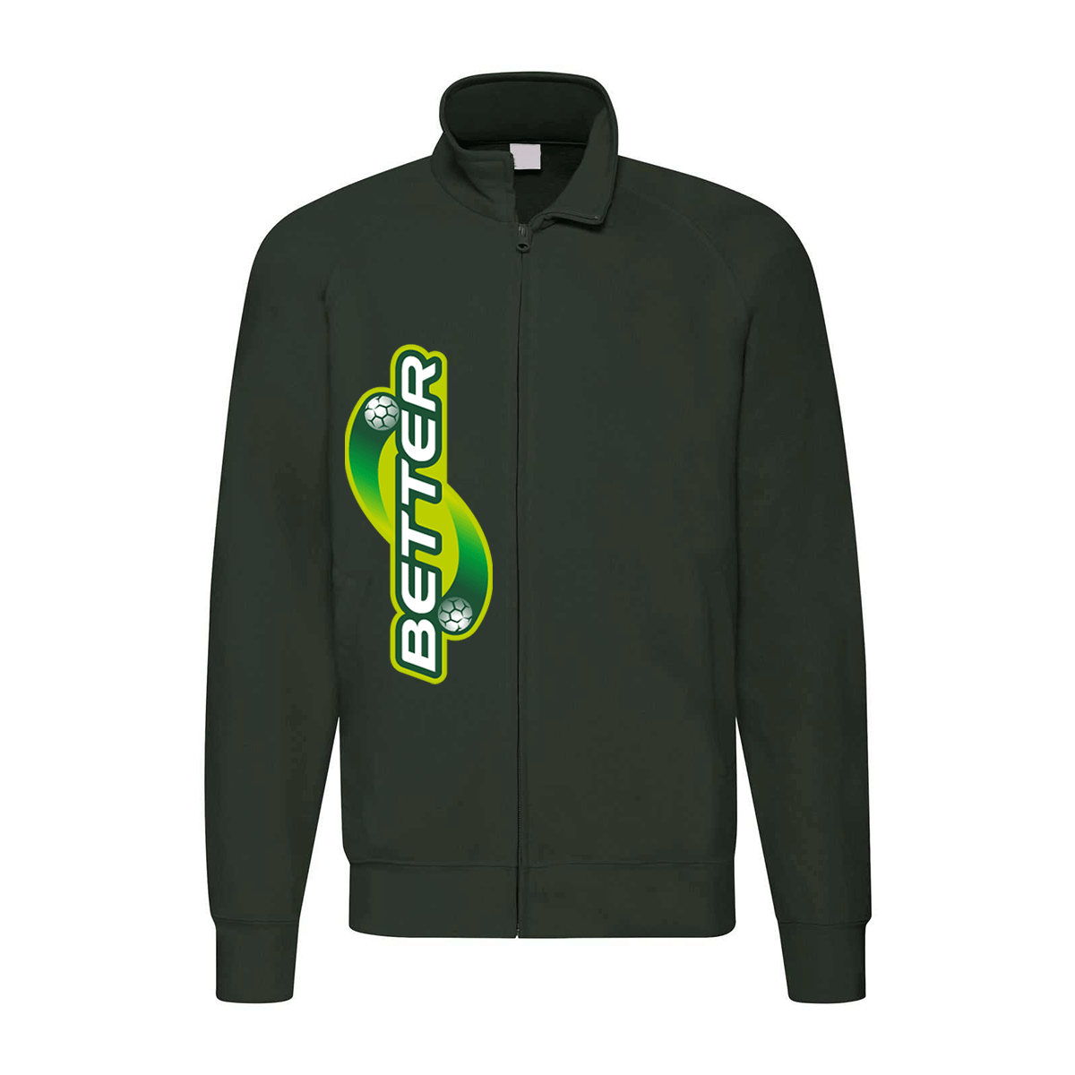 felpa zip senza cappuccio better verde personalizzabile logo verticale