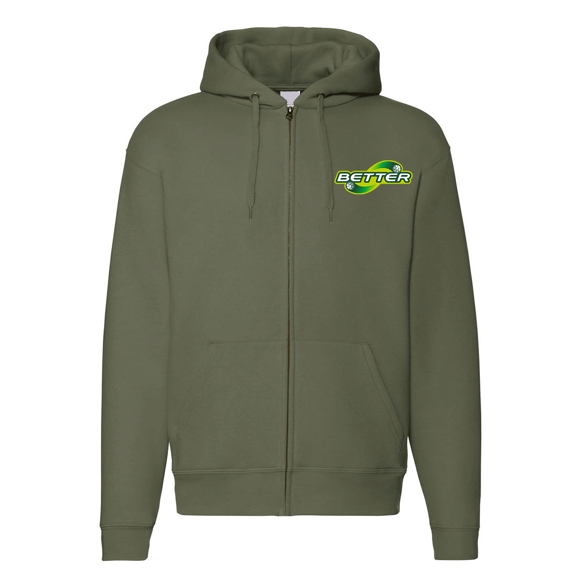 felpa zip cappuccio better verde personalizzabile logo lato cuore