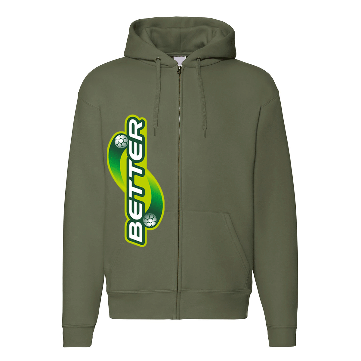 felpa zip cappuccio better verde personalizzabile logo verticale