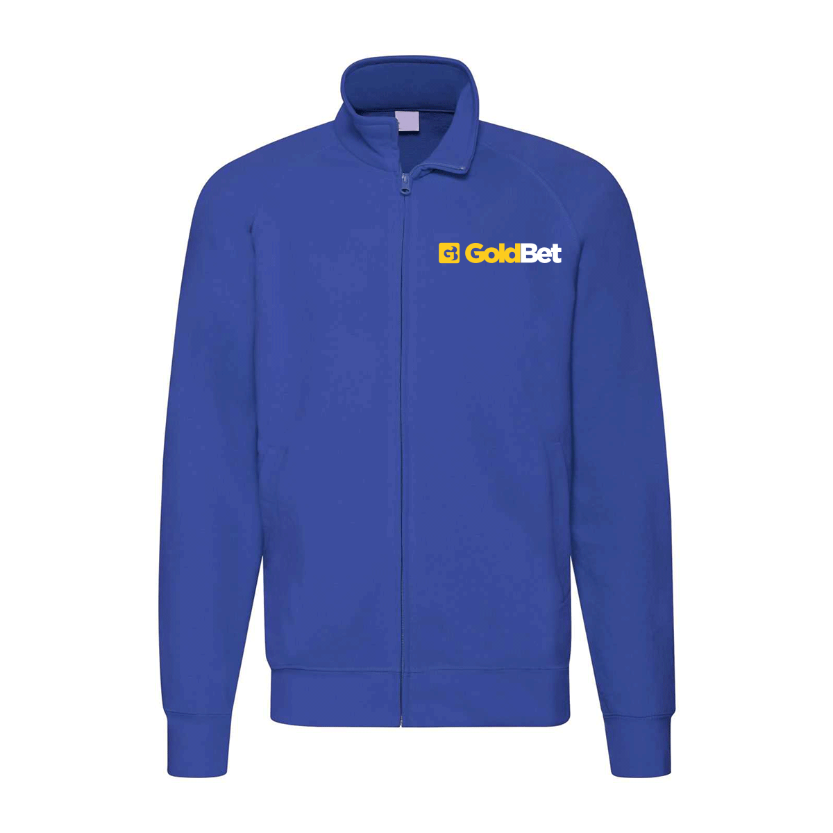 felpa zip senza cappuccio goldbet blu royal personalizzabile logo lato cuore