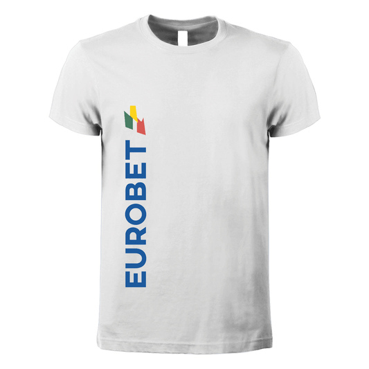 t-shirt maglietta eurobet bianca personalizzabile logo verticale